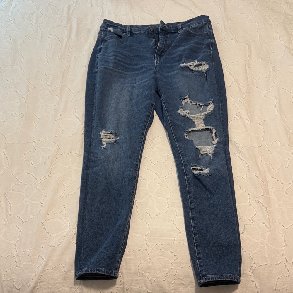 American Eagle Outfitters Blue Distressed Skinny Jeans